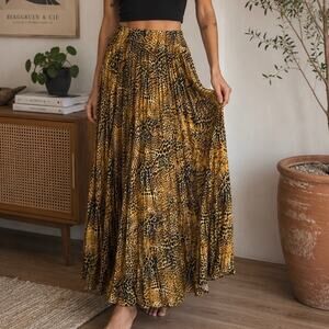 Vtg Y2K Positive Attitude 10 Leopard Broomstick Maxi Skirt Semi Sheer Boho USA